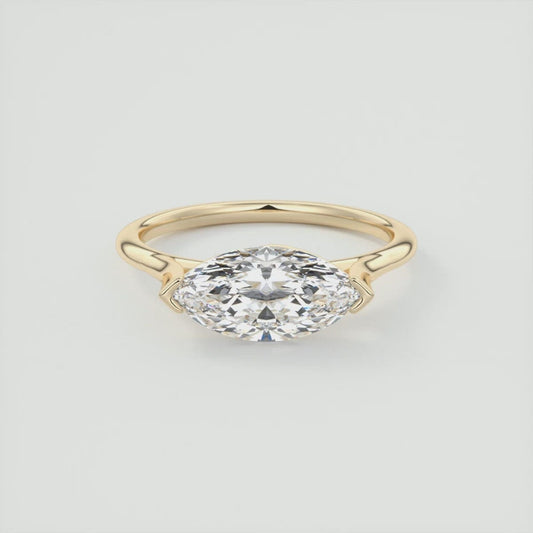 Lab Grown 2.00 CT Marquise Cut Diamond Mid-Century Wedding Ring