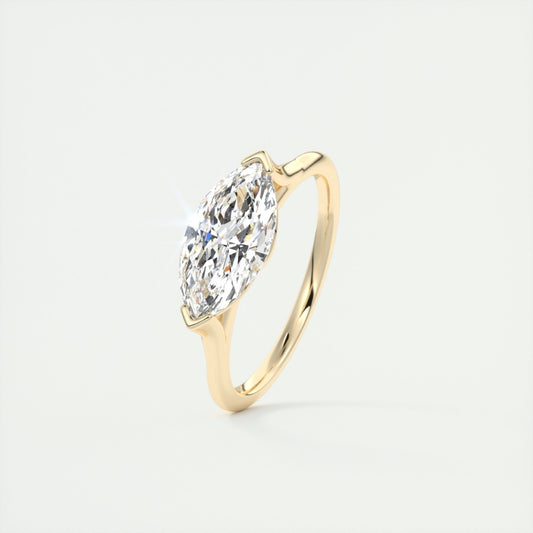 Lab Grown 2.00 CT Marquise Cut Diamond Mid-Century Wedding Ring