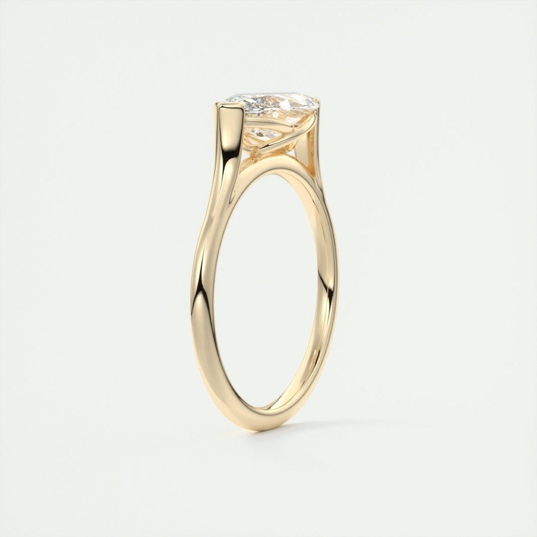 Lab Grown 2.00 CT Marquise Cut Diamond Mid-Century Wedding Ring