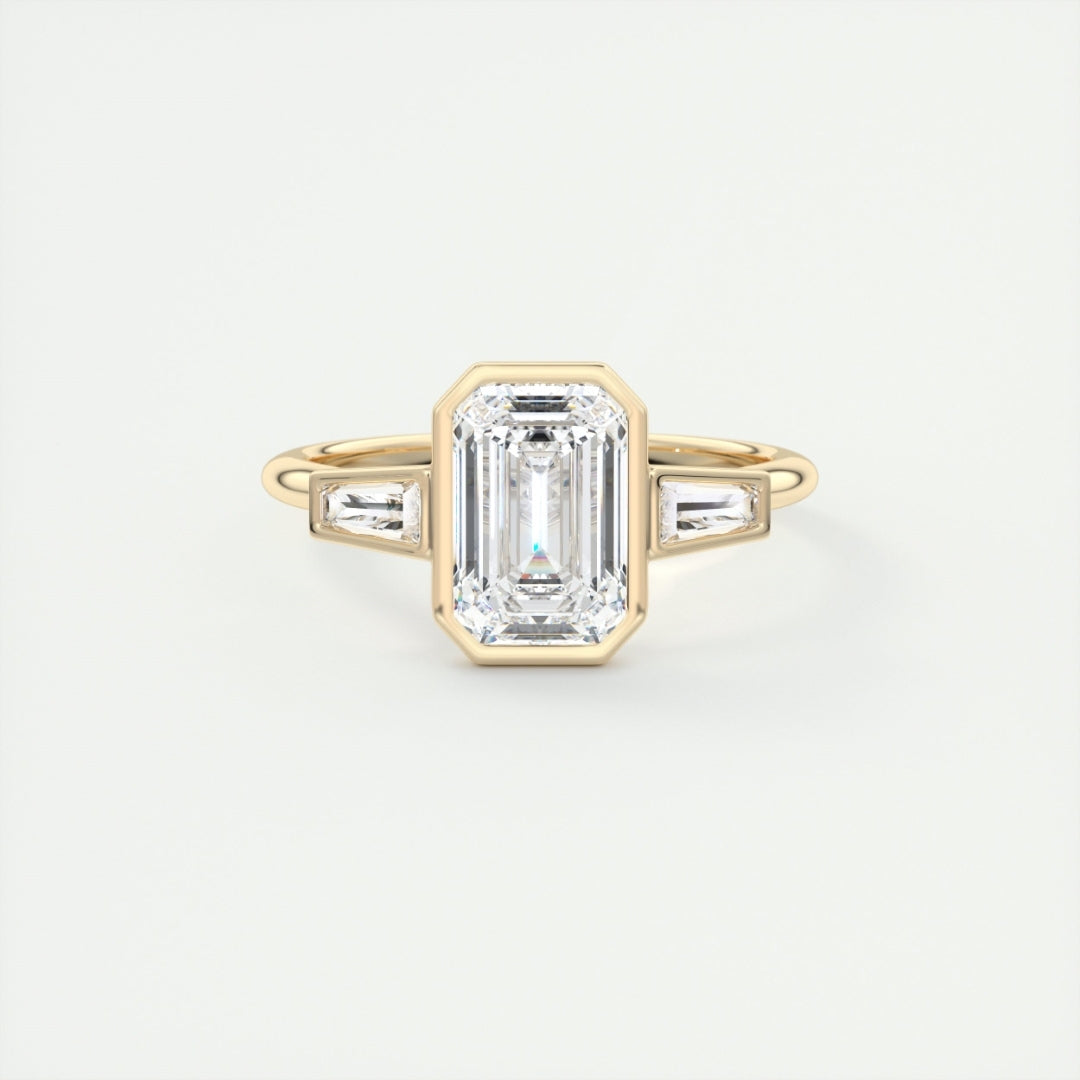 Lab Grown 2.70 CT Emerald Cut Diamond Avant Garde Engagement Ring