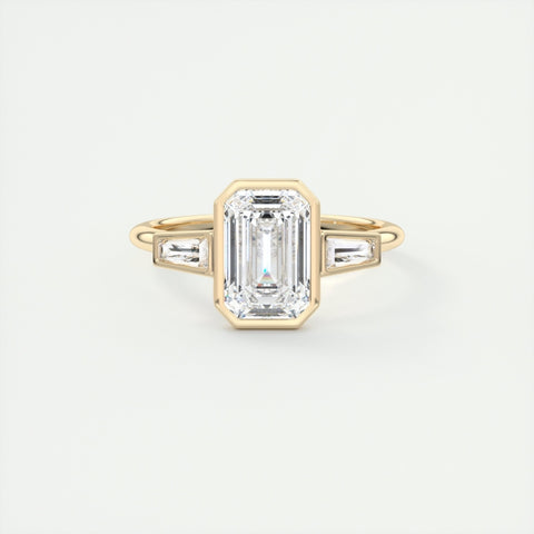 Lab Grown 2.70 CT Emerald Cut Diamond Avant Garde Engagement Ring