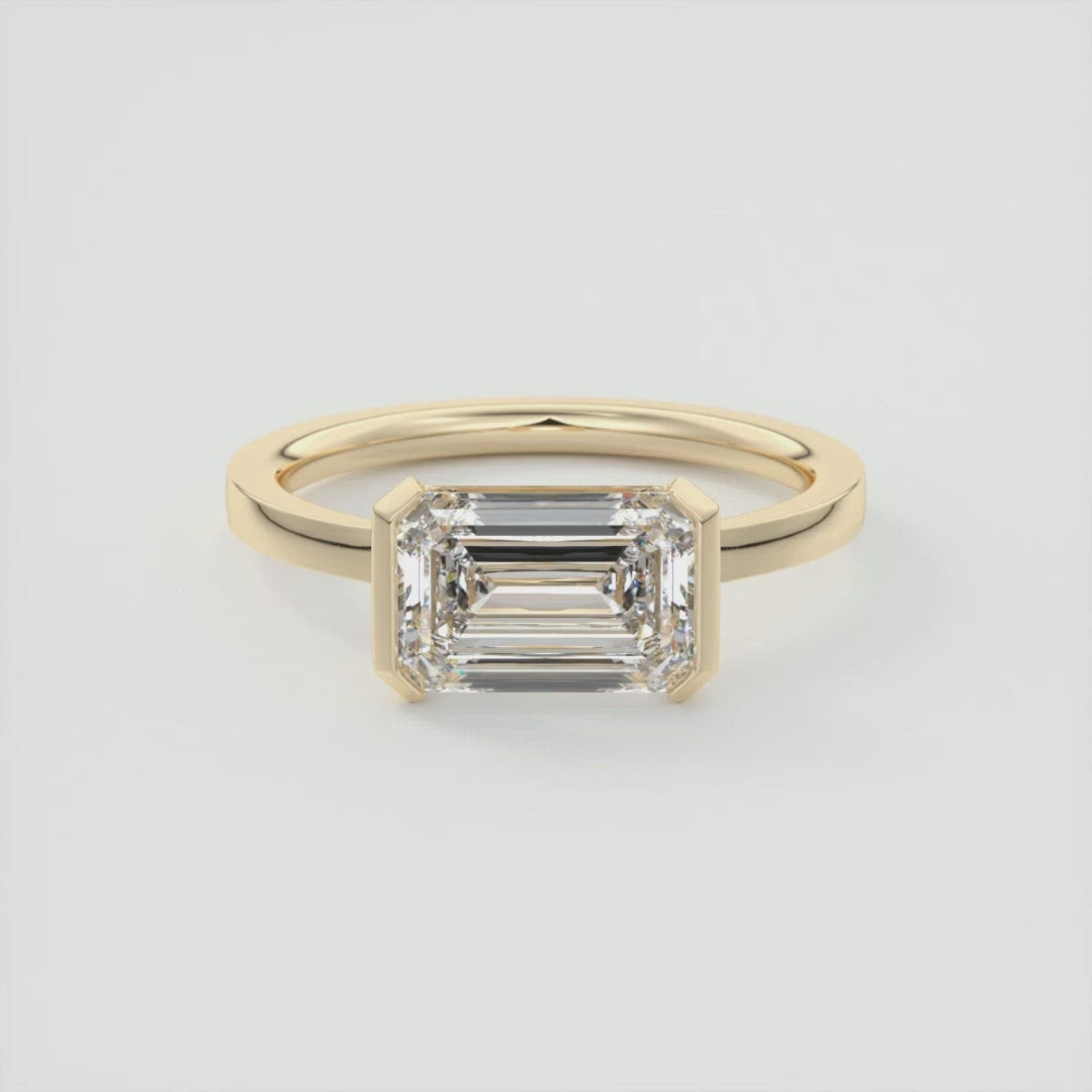 Lab Grown 3.00 CT Emerald Cut Diamond Brutalist Anniversary Ring