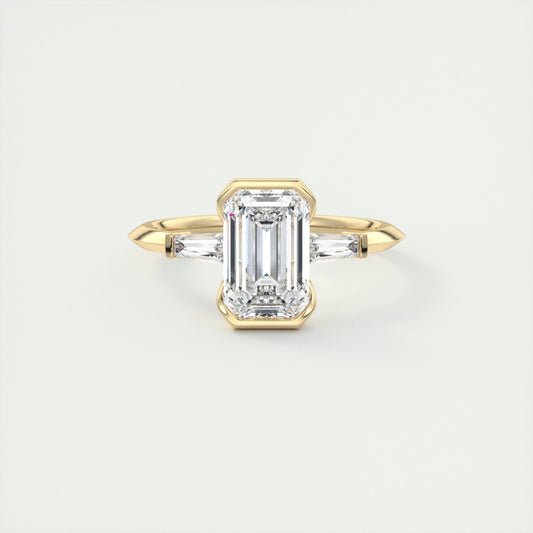 Lab Grown 2.44 CT Emerald Cut Diamond Edwardian Wedding Ring