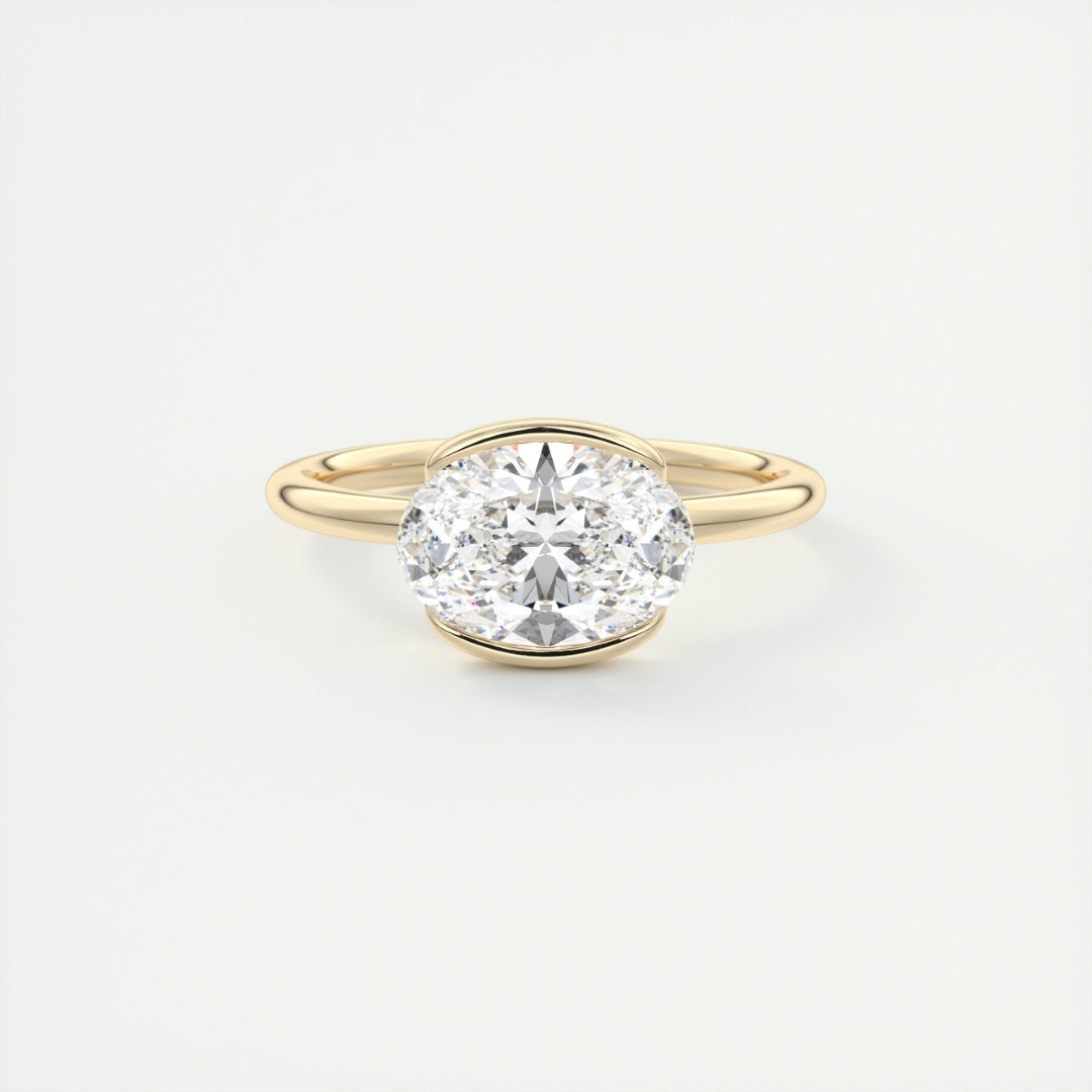 Lab Grown 2.20 CT Oval Cut Diamond Mid-Century Wedding Ring