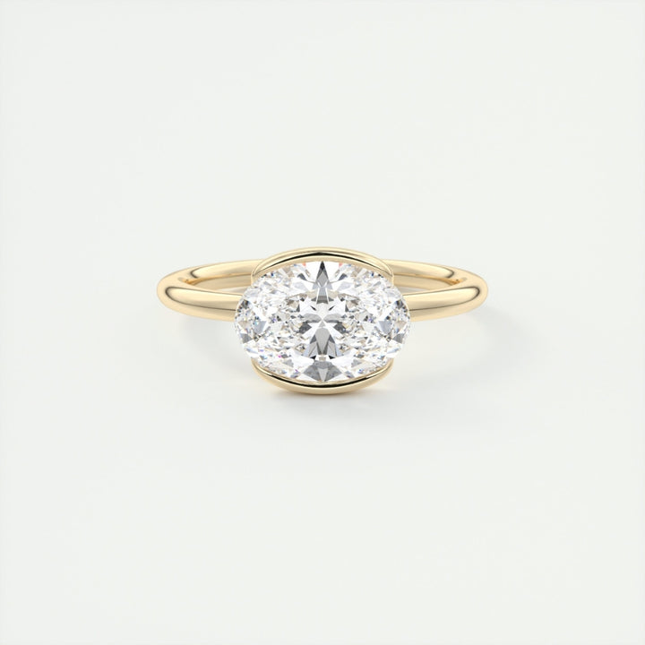 Lab Grown 2.20 CT Oval Cut Diamond Mid-Century Wedding Ring