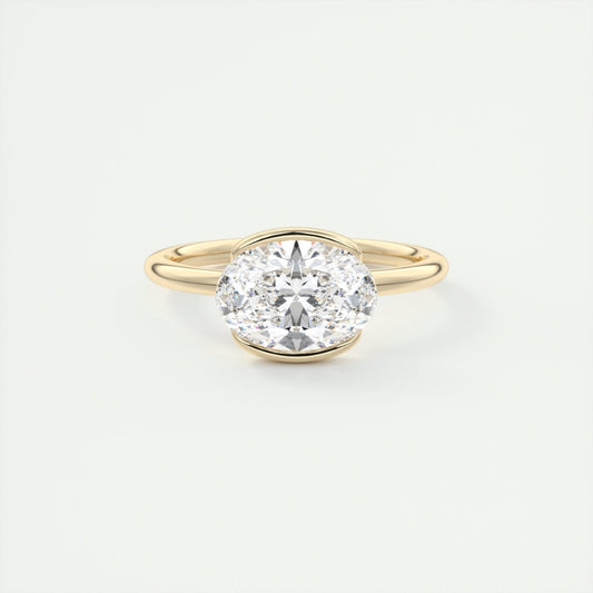 Lab Grown 2.20 CT Oval Cut Diamond Mid-Century Wedding Ring