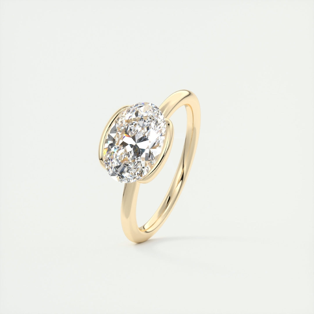 Lab Grown 2.20 CT Oval Cut Diamond Mid-Century Wedding Ring