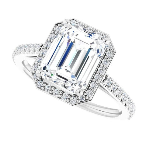 Lab Grown 3.46 CT Emerald Cut Diamond Gothic Engagement Ring