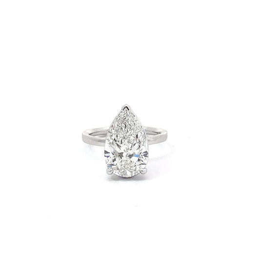 Lab Grown 2.05 CT Pear Cut Diamond Art Nouveau Anniversary Ring