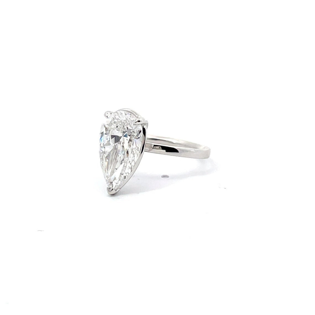 Lab Grown 2.05 CT Pear Cut Diamond Art Nouveau Anniversary Ring