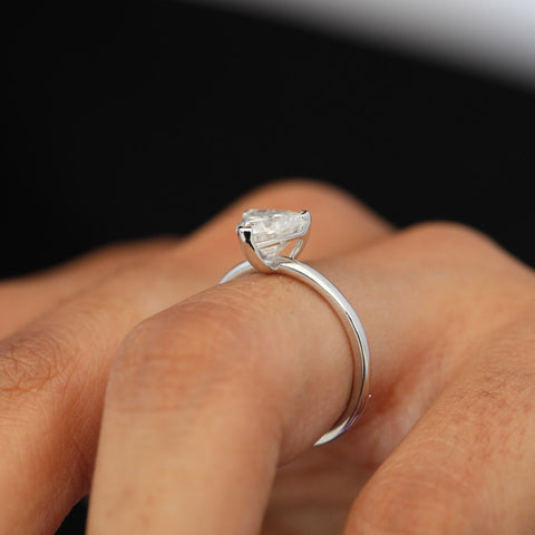 A Lovely Moissanite 1.50 CT Trilliant Diamond Handmade Ring