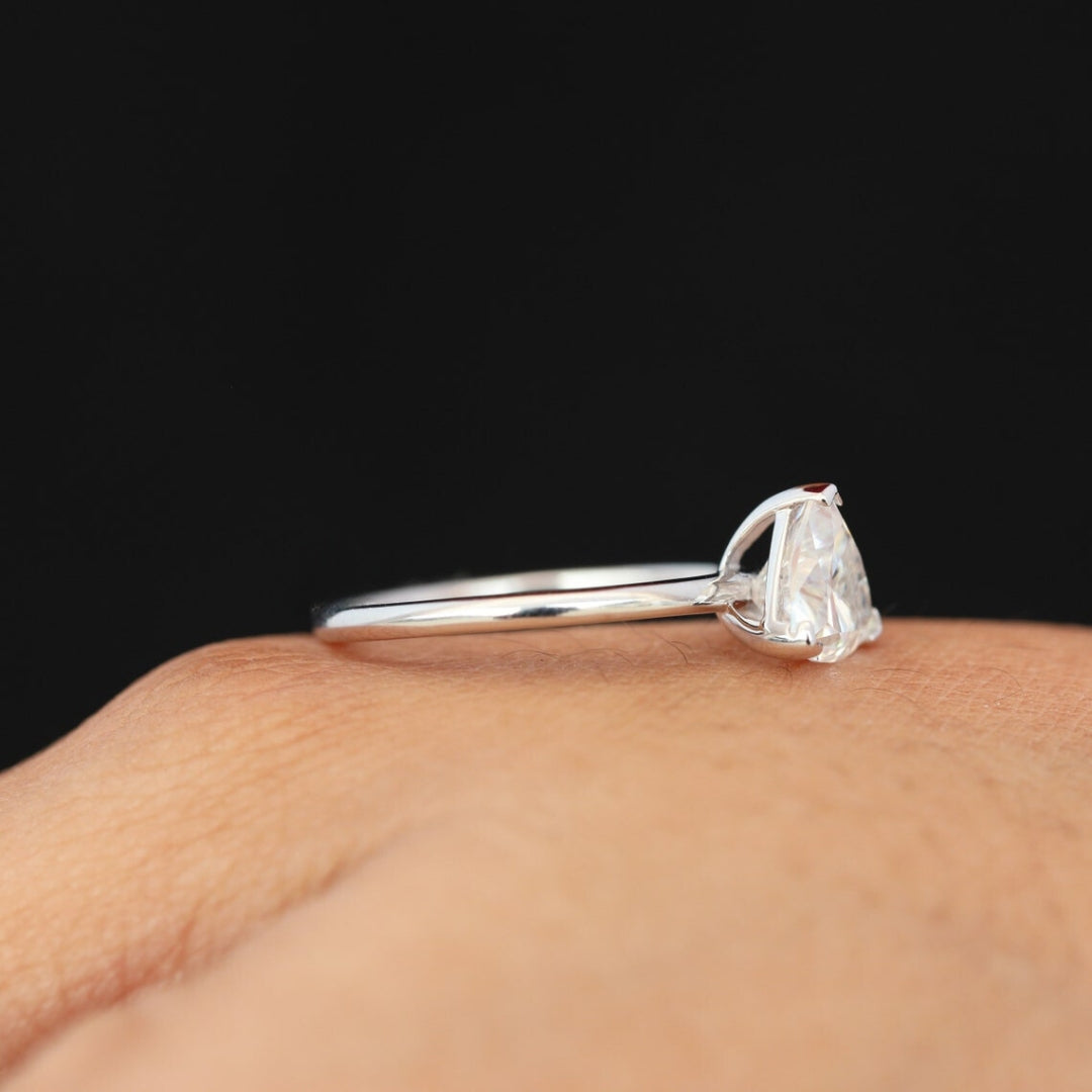 A Lovely Moissanite 1.50 CT Trilliant Diamond Handmade Ring