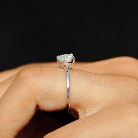 A Lovely Moissanite 1.50 CT Trilliant Diamond Handmade Ring