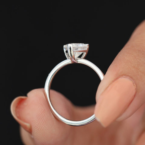 A Lovely Moissanite 1.50 CT Trilliant Diamond Handmade Ring