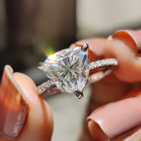 Trillion Cut Moissanite Diamond 2.68 CT Cluster Engagement Ring