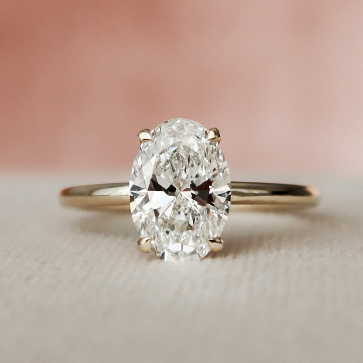 Oval Cut Diamond Engagement Ring, 1.80 CT Moissanite Diamond Hidden Halo Ring