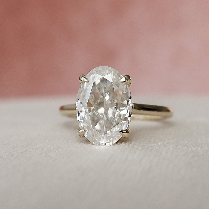 3.00 CT Oval Cut May Birthstone Hidden Halo Engagement Ring