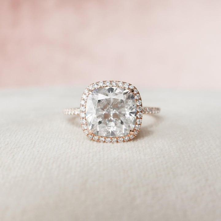 Exquisite 5.08 CT Cushion Cut Halo Moissanite Ring – Love's Ultimate Symbol