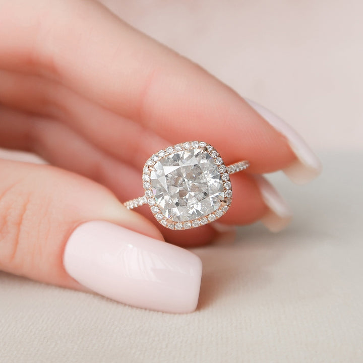 Exquisite 5.08 CT Cushion Cut Halo Moissanite Ring – Love's Ultimate Symbol
