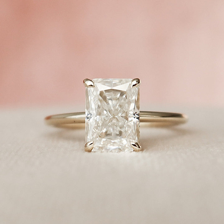 Gleaming 2.22 CT Radiant Moissanite Handmade Ring with Halo and Elegance