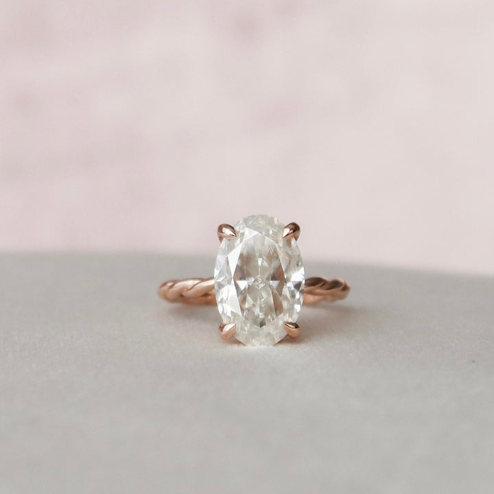 Exceptional Moissanite Engagement Ring - Oval Cut 3.50 CT Hidden Halo