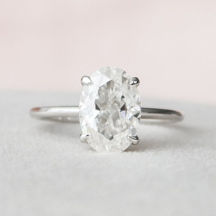 Oval Cut Diamond Handmade Ring With Hidden Halo Setting