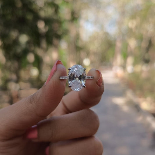 Apparent Oval Cut Diamond Handmade Ring