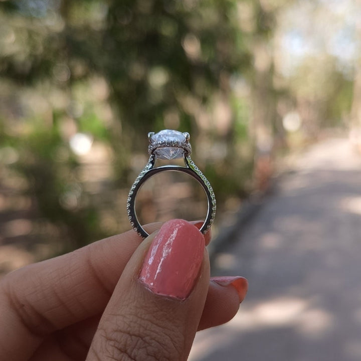 Apparent Oval Cut Diamond Handmade Ring