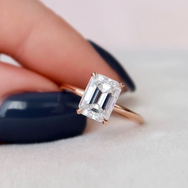 Moissanite Hidden Halo Diamond Ring
