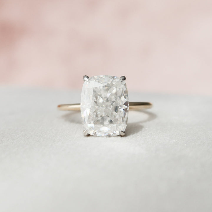 Fantastic 1.97 CT Cushion Cut Moissanite Hidden Halo Engagement Ring