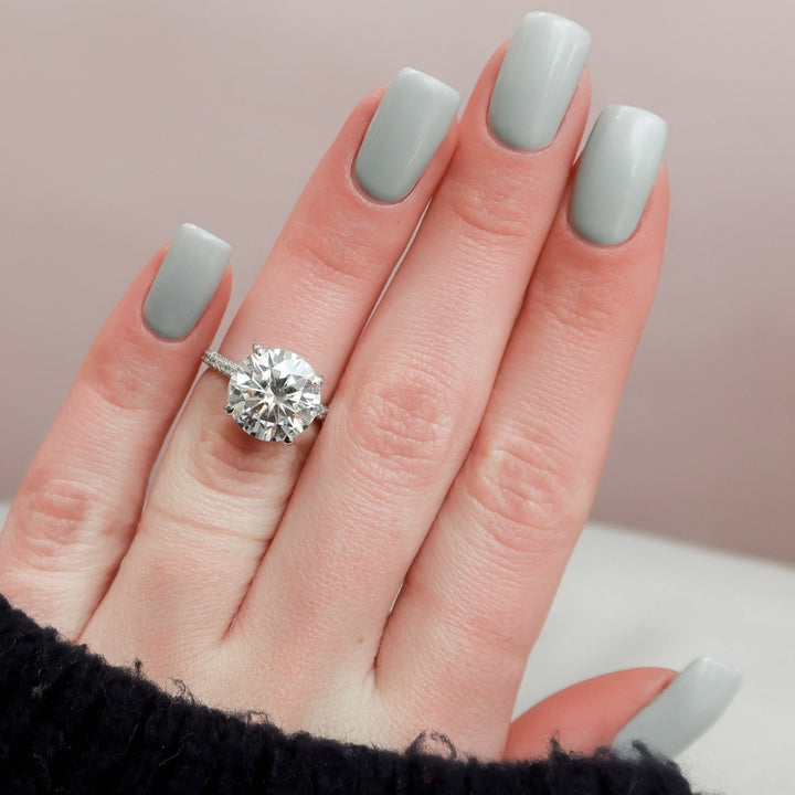 Hidden Halo Ring Round Brilliant Cut Moissanite Diamond Ring