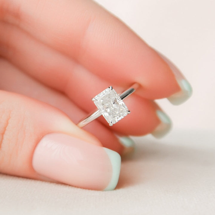 Superlative 1.60 CT Radiant Cut Diamond Hidden Halo Anniversary Ring