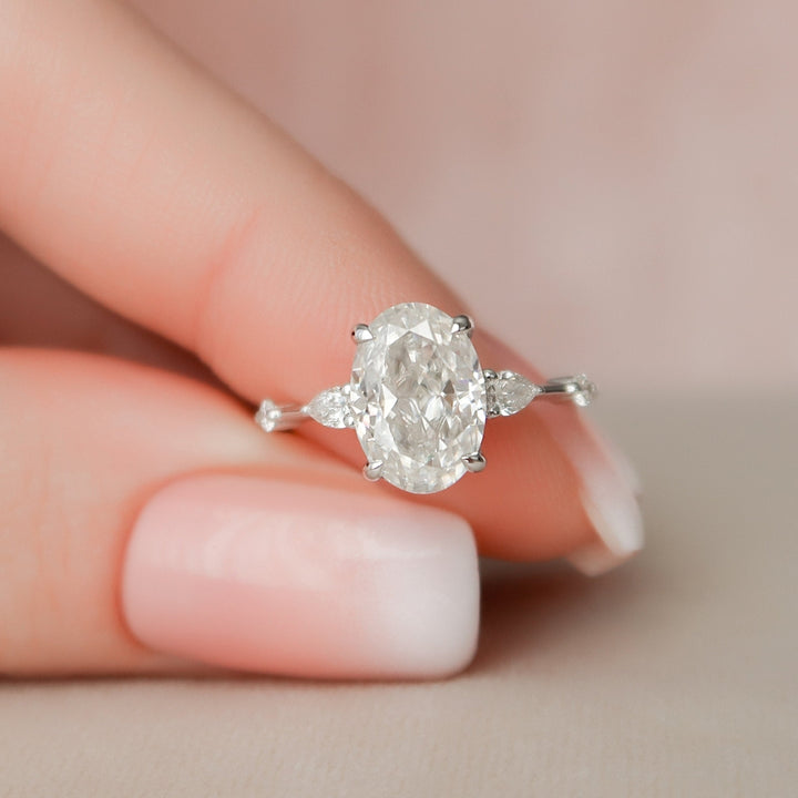 2.95 CT Oval Cut Moissanite Diamond Hidden Halo Anniversary Ring