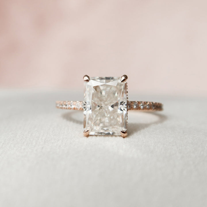 3.45 CT Radiant Cut Hidden Halo Unique Moissanite Wedding Ring