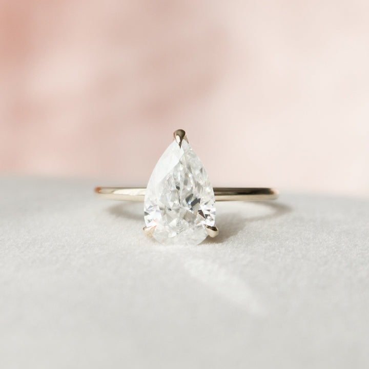 2.45 CT Moissanite Hidden Halo Ring with Elongated Pear Cut A Sparkling Masterpiece