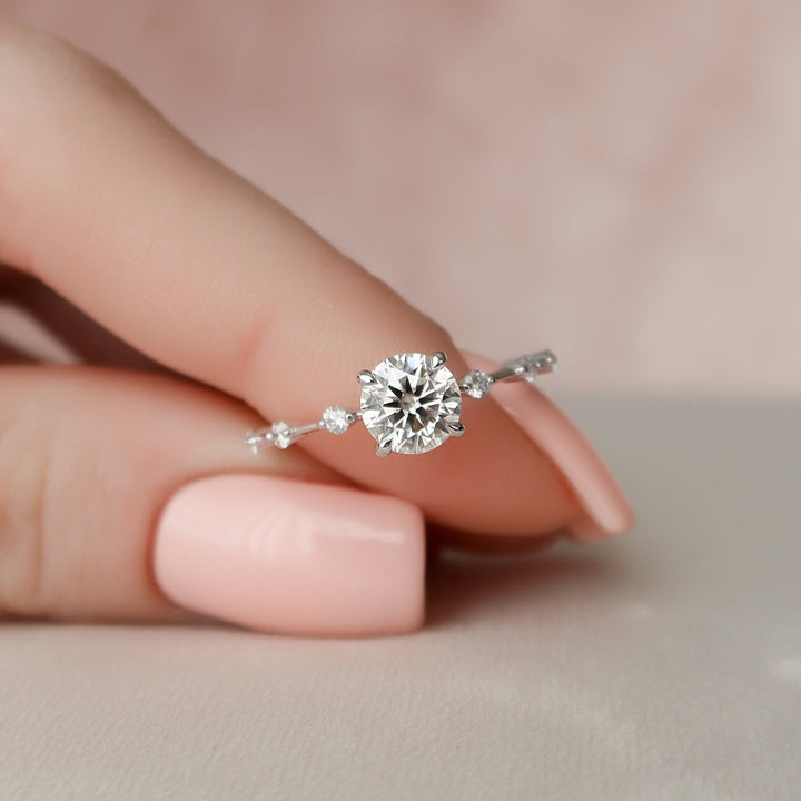 Dreams Hidden Halo Round Cut Moissanite Gemstone Ring