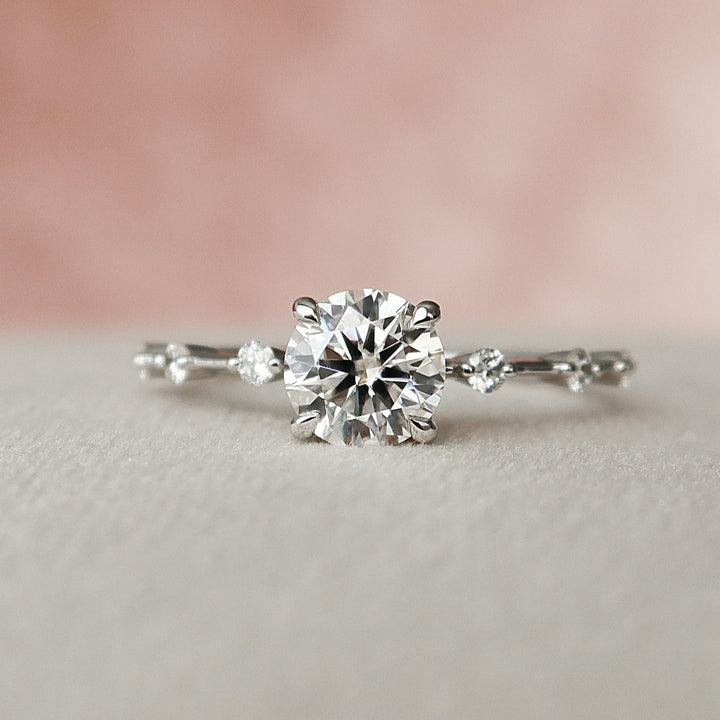 Dreams Hidden Halo Round Cut Moissanite Gemstone Ring