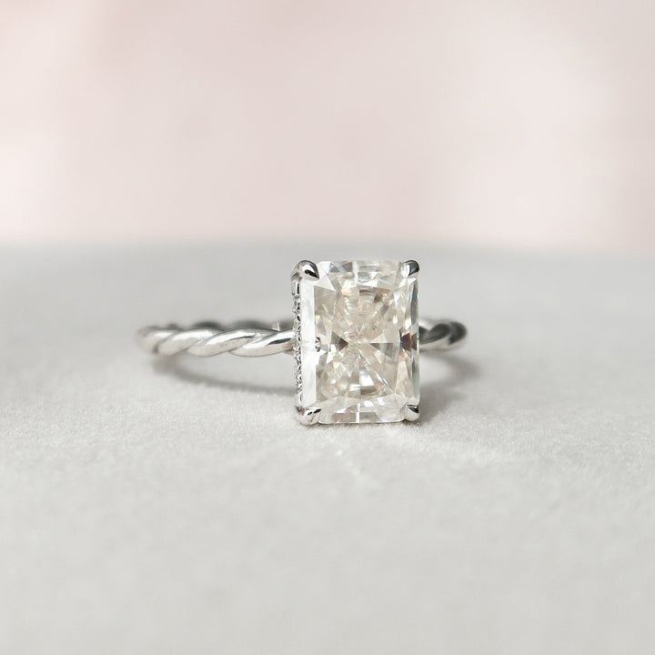 Luxurious 1.84 CT Radiant Cut Moissanite Wedding Ring Featuring Hidden Halo Design