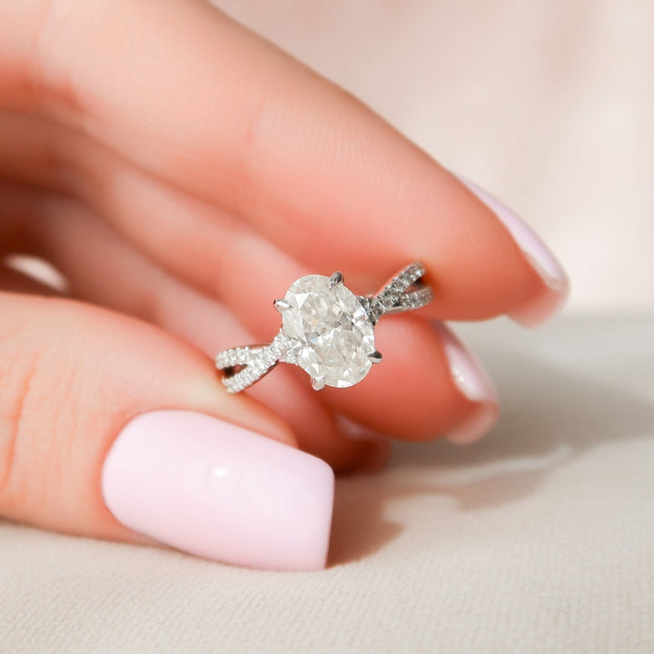Enchanting 2.85 CT Oval Cut Moissanite Ring with Hidden Halo and Unique Sparkle