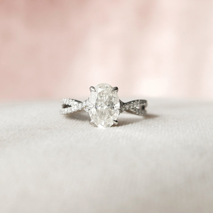 Enchanting 2.85 CT Oval Cut Moissanite Ring with Hidden Halo and Unique Sparkle