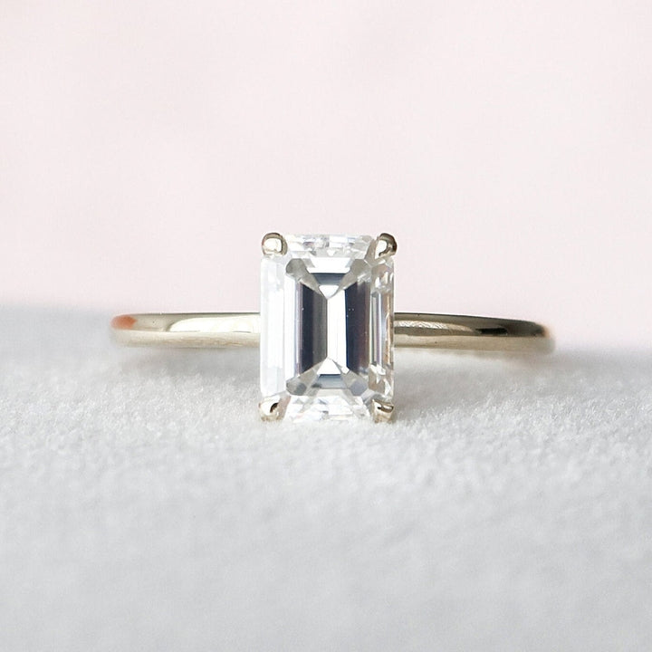 Iconic Beauty Emerald Cut Hidden halo Diamond Handmade Ring
