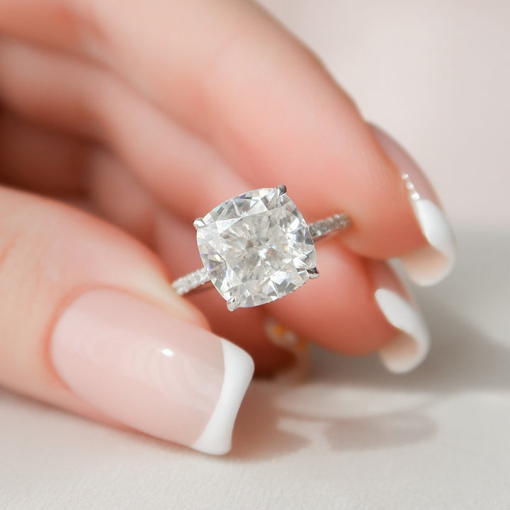 Luminous Love 3.15 CT Cushion Brilliant Moissanite Muse Handmade Ring