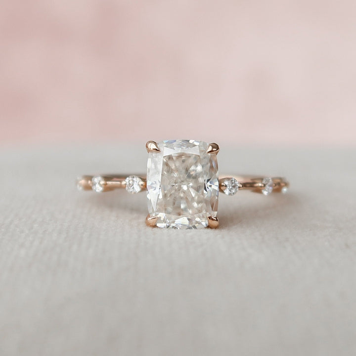 1.70 CT Elongated Cushion Cut Diamond Hidden Halo Engagement Ring