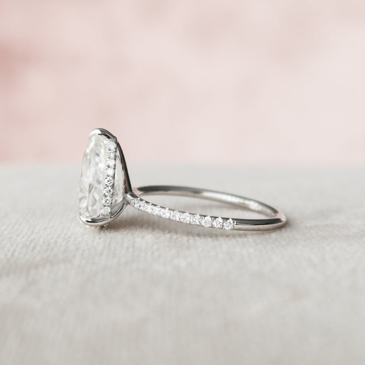 Majestic 2.75 CT Moissanite Pear Cut Pave Setting Handmade Ring