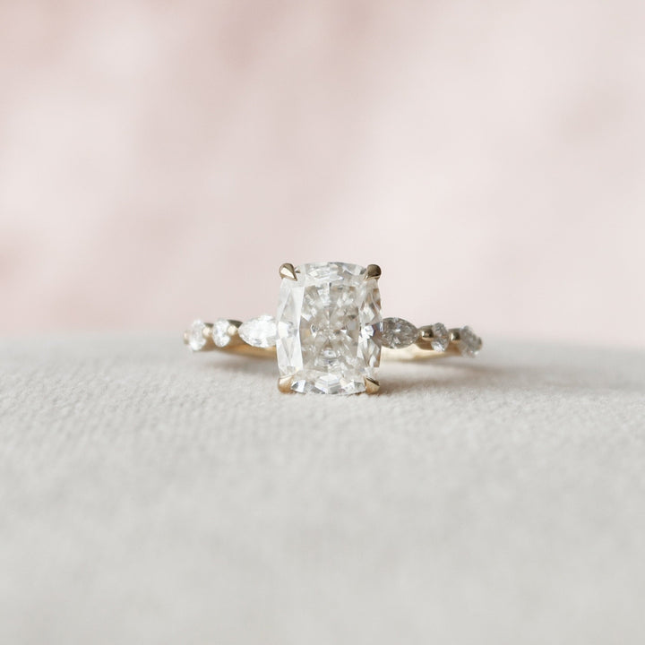 Love in Layers 2.70 CT Cushion Cut Moissanite Ring with a Hidden Halo