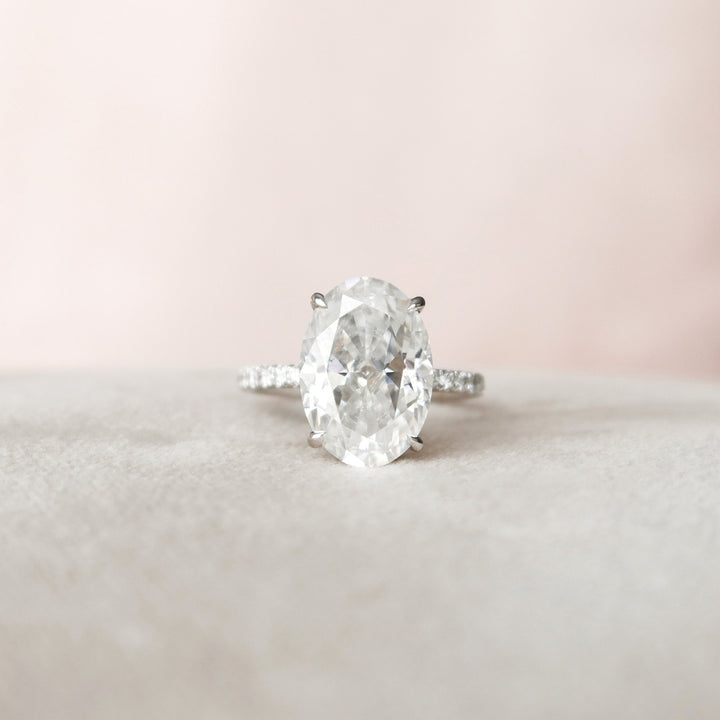 2.90 CT Oval Cut Moissanite Classic Hidden Halo Wedding Ring
