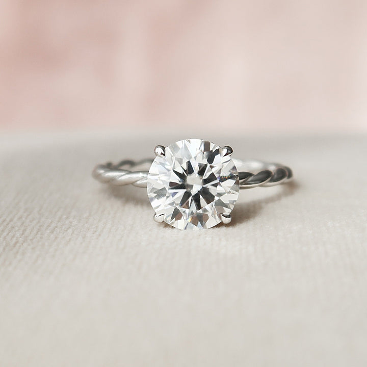 Subtle Luxury Hidden Halo Round Brilliant Moissanite Diamond Anniversary Ring