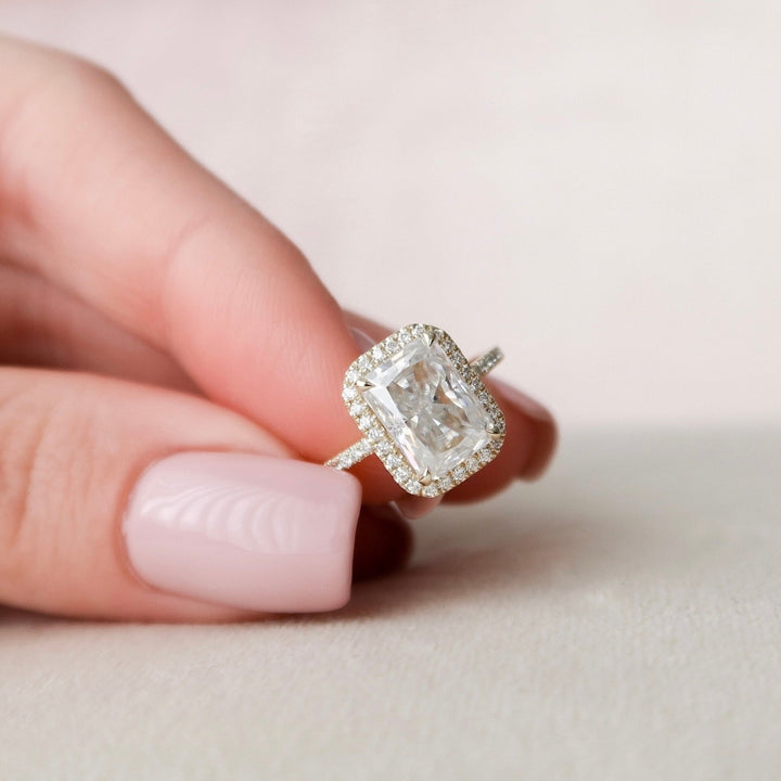 Dazzling Brilliance Radiant Cut 2.87 CT Moissanite Pave Setting Wedding Ring