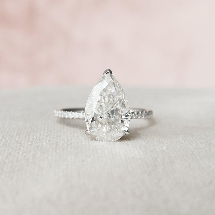 2.70 CT Pear Cut Hidden Halo Pave Setting Moissanite Wedding Ring