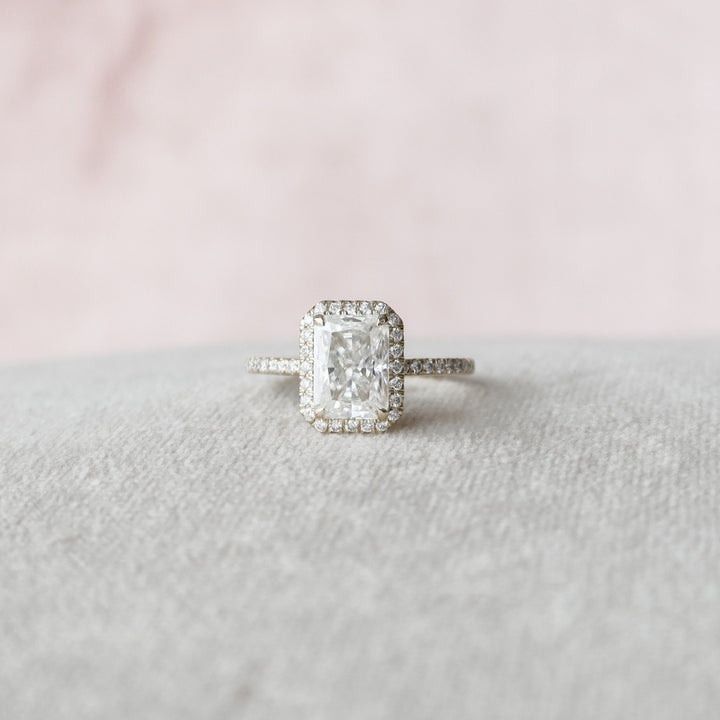 Charming Radiant Cut Moissanite Diamond Wedding Ring with Intense Sparkle
